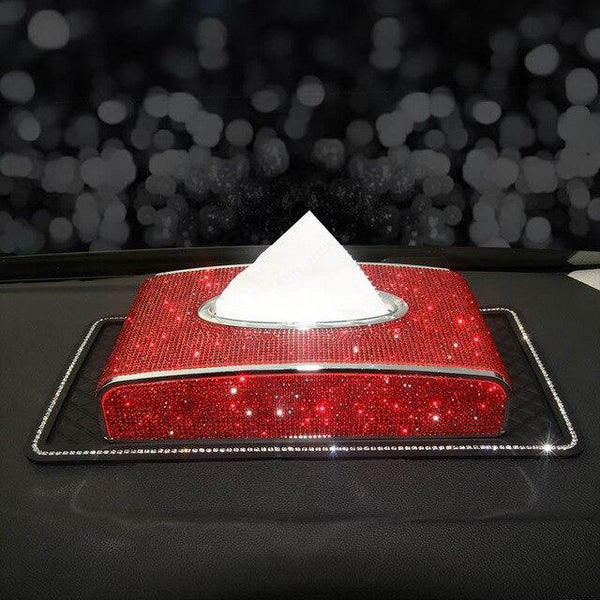 Rhinestone Car Tissue Box Bling