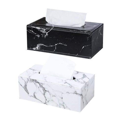 Pattern Rectangular Leather Tissue Box